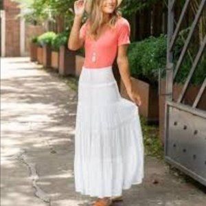 Magaschoni Organic Cotton Tiered Skirt White
